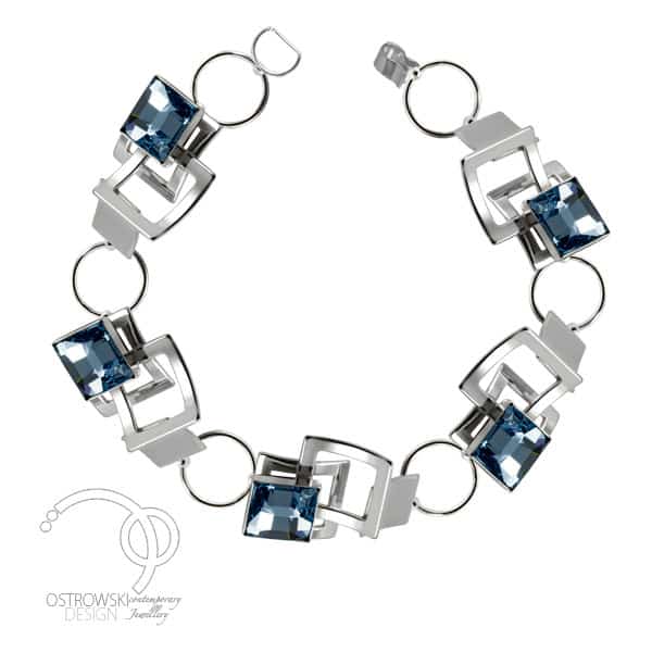 Bracelet en Swarovski et argent de « Ostrowski Design » collection Mexican Mosaïc