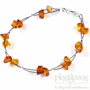 Bracelet Balticambre perles hawaii cognac en Ambre et en argent