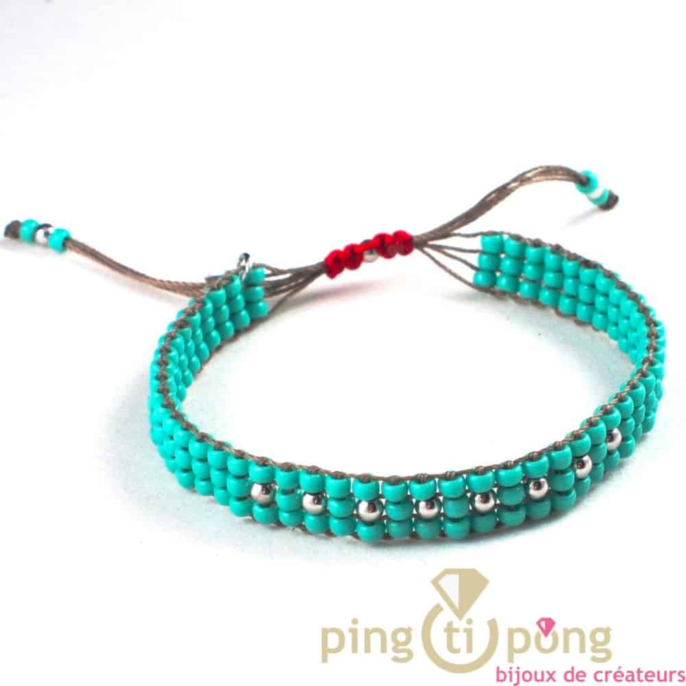 L’AVARE bijoux – Bracelet en perles Toho et argent bleu turquoise brillant – Image 4