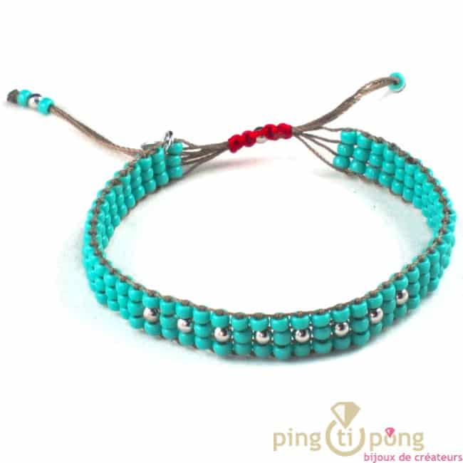 L’AVARE bijoux – Bracelet en perles Toho et argent bleu turquoise brillant – Image 2