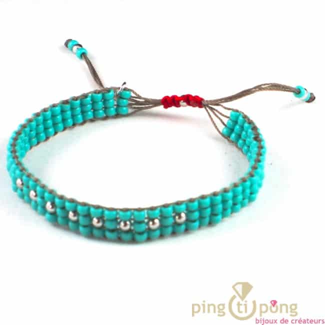 L’AVARE bijoux – Bracelet en perles Toho et argent bleu turquoise brillant – Image 3