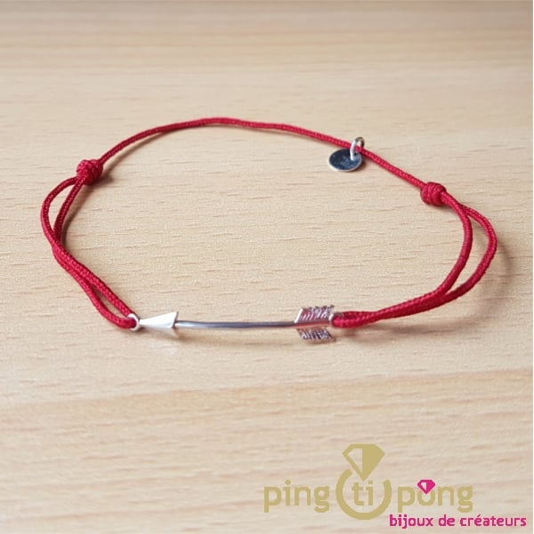 Flèche argent rhodié et lien rouge – L’AVARE bijoux – Image 7