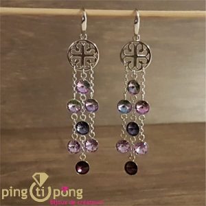 Boucles d’oreilles DREAM CATCHER rose en argent et cristal de SPARK