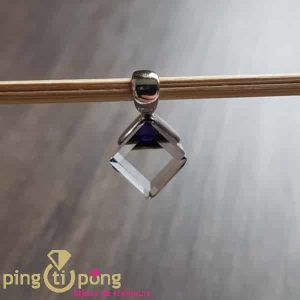 Pendentif cube en argent et cristal de Swarovski blanc/bleu de Spark