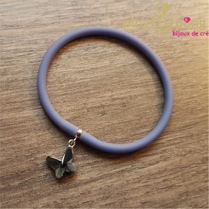 Bracelet silicone et cristal de Swarovski® papillon bleu