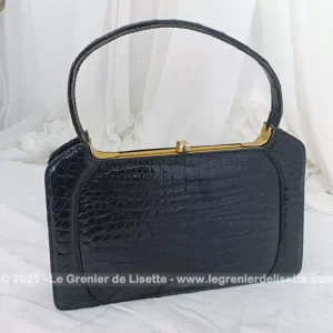 Superbe sac vintage en cuir croco
