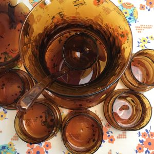 Service à punch ambré vintage