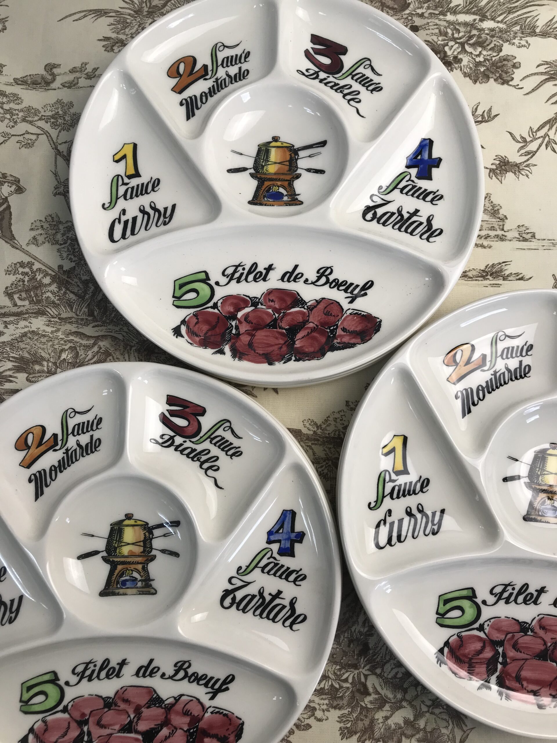 Set de 8 assiettes fondue Gien