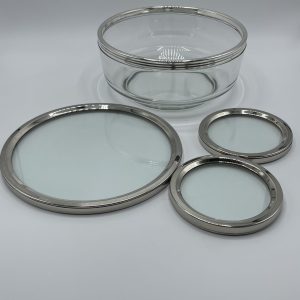 Service de table en verre épais et cerclage métal BORMIOLI ROCCO