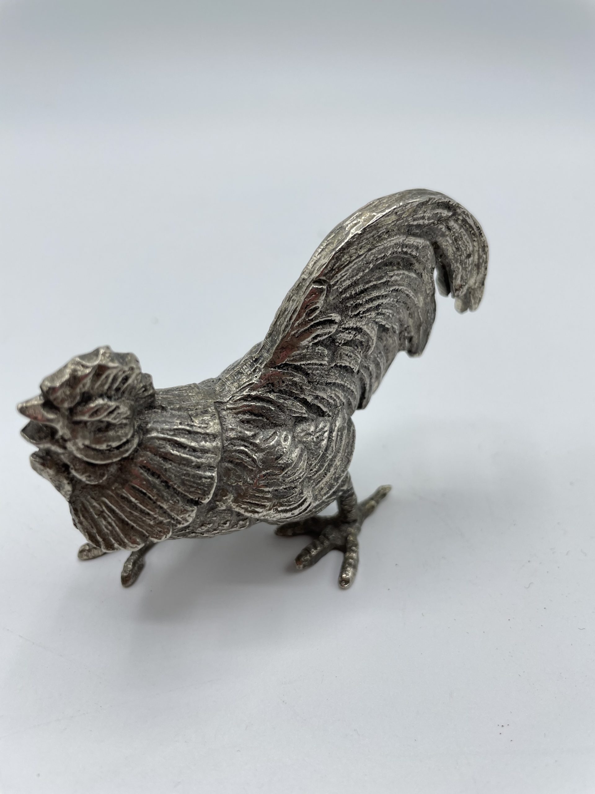 Lot de 2 coqs de combat en métal argenté vintage – Image 5