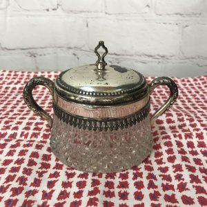 Sucrier métal argenté cristal vintage