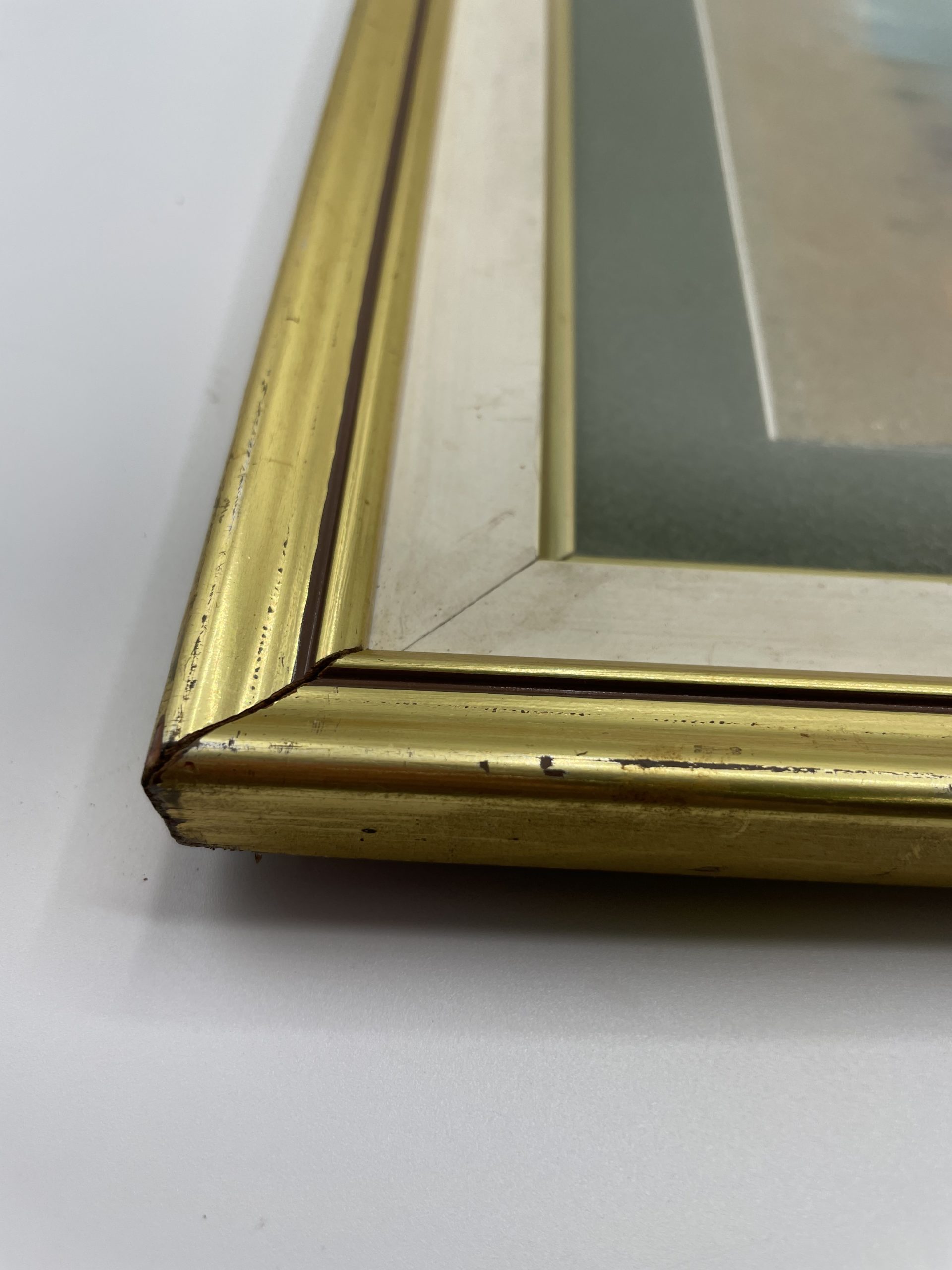 Tableau pastel aquarelle Mer calme paysage bateau 1938 – Image 2