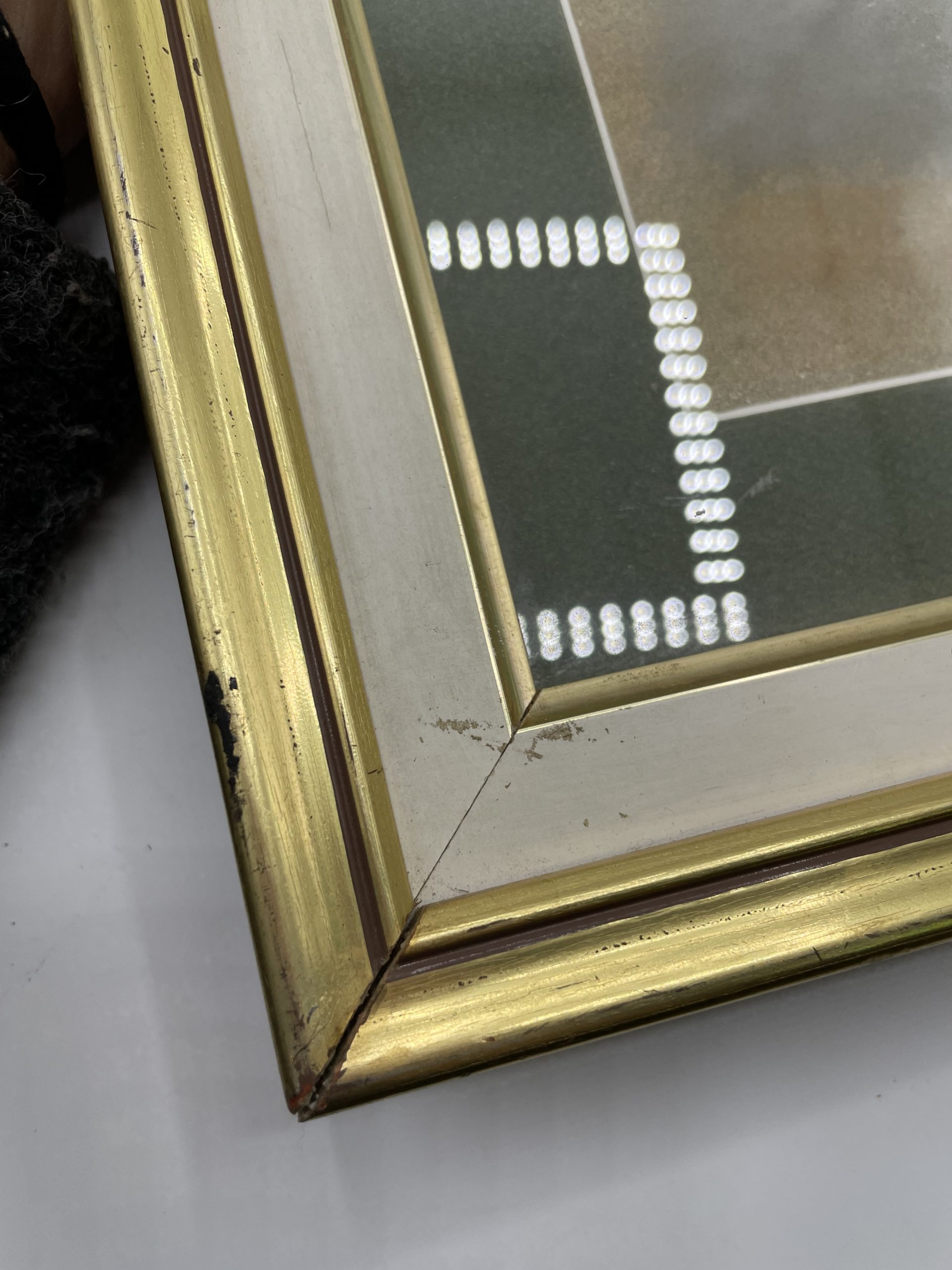 Tableau pastel aquarelle Mer calme paysage bateau 1938 – Image 3