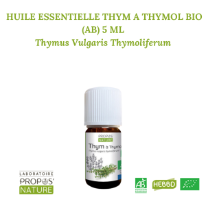 THYM à THYMOL BIO (AB) – HUILE ESSENTIELLE 5 ML – Thymus Vulgaris Thymoliferum DDM: 02.25